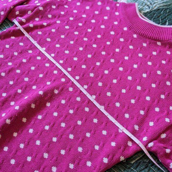 Hunt's Point Vintage Fuchsia Polkadot Sweater - Picture 5 of 6